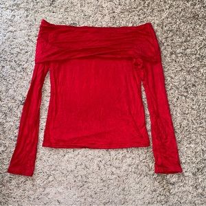 Red Off the Shoulder Long Sleeve